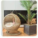 RoundHang™ | Hammock Redondo Semiaberto em Rattan para Gatos — Verão e Inverno