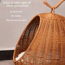 RoundHang™ | Hammock Redondo Semiaberto em Rattan para Gatos — Verão e Inverno