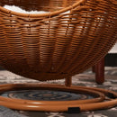 RoundHang™ | Hammock Redondo Semiaberto em Rattan para Gatos — Verão e Inverno