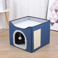 DuoHide™ | Cama Dobrável 2 Andares com Arranhador e Porta para Gatos