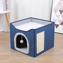 DuoHide™ | Cama Dobrável 2 Andares com Arranhador e Porta para Gatos