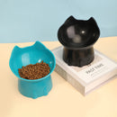 NeckBowl™ | Tigela Plástica Elevada Antiviragem com Borda Inclinada para Proteção Cervical de Gatos
