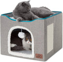 DuoHide™ | Cama Dobrável 2 Andares com Arranhador e Porta para Gatos