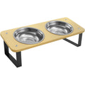 WoodRise™ | Suporte de Madeira com Tigelas de Aço Inox Elevadas para Gatos e Cães