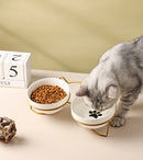 CeramBowl™ | Tigela Dupla de Cerâmica para Ração e Água de Gatos e Cães