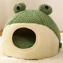 FrogVilla™ | Casinha Semiaberta em Formato de Sapo com Colchão para Gatos e Cães