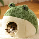 FrogVilla™ | Casinha Semiaberta em Formato de Sapo com Colchão para Gatos e Cães