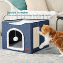 DuoHide™ | Cama Dobrável 2 Andares com Arranhador e Porta para Gatos