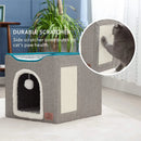 DuoHide™ | Cama Dobrável 2 Andares com Arranhador e Porta para Gatos