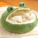 FrogVilla™ | Casinha Semiaberta em Formato de Sapo com Colchão para Gatos e Cães