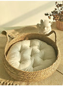 RattanBasket™ | Cesta-Cama de Rattan Trançado com Almofada para Gatos e Cães