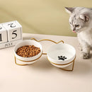 CeramBowl™ | Tigela Dupla de Cerâmica para Ração e Água de Gatos e Cães
