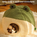 FrogVilla™ | Casinha Semiaberta em Formato de Sapo com Colchão para Gatos e Cães
