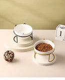 CeramBowl™ | Tigela Dupla de Cerâmica para Ração e Água de Gatos e Cães