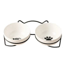 CeramBowl™ | Tigela Dupla de Cerâmica para Ração e Água de Gatos e Cães