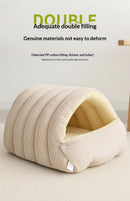 WarmCave™ | Cama Fechada de Pelúcia Térmica com Capa Removível para Gatos e Pets Pequenos