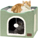 DuoHide™ | Cama Dobrável 2 Andares com Arranhador e Porta para Gatos