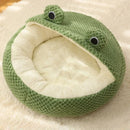 FrogVilla™ | Casinha Semiaberta em Formato de Sapo com Colchão para Gatos e Cães