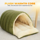 WarmCave™ | Cama Fechada de Pelúcia Térmica com Capa Removível para Gatos e Pets Pequenos