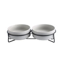 StandBowl™ | Conjunto Duplo de Tigelas de Cerâmica com Suporte para Gatos e Cães