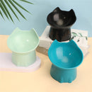 NeckBowl™ | Tigela Plástica Elevada Antiviragem com Borda Inclinada para Proteção Cervical de Gatos