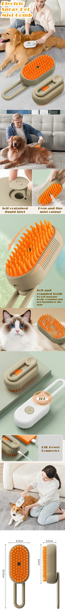 SteamGroom™ | Escova de Vapor Elétrica com Spray para Gatos e Cães