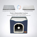 DuoHide™ | Cama Dobrável 2 Andares com Arranhador e Porta para Gatos