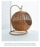 RattanNest™ | Ninho Suspenso em Rattan Trançado para Gatos — Estilo e Conforto
