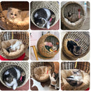 RoundHang™ | Hammock Redondo Semiaberto em Rattan para Gatos — Verão e Inverno
