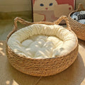 RattanBasket™ | Cesta-Cama de Rattan Trançado com Almofada para Gatos e Cães