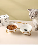 CeramBowl™ | Tigela Dupla de Cerâmica para Ração e Água de Gatos e Cães