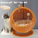 RoundHang™ | Hammock Redondo Semiaberto em Rattan para Gatos — Verão e Inverno