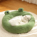 FrogVilla™ | Casinha Semiaberta em Formato de Sapo com Colchão para Gatos e Cães