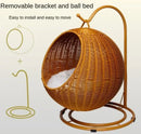 RoundHang™ | Hammock Redondo Semiaberto em Rattan para Gatos — Verão e Inverno