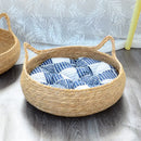 RattanBasket™ | Cesta-Cama de Rattan Trançado com Almofada para Gatos e Cães