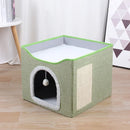 DuoHide™ | Cama Dobrável 2 Andares com Arranhador e Porta para Gatos