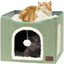 DuoHide™ | Cama Dobrável 2 Andares com Arranhador e Porta para Gatos
