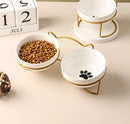 CeramBowl™ | Tigela Dupla de Cerâmica para Ração e Água de Gatos e Cães